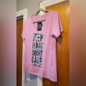 Pink “Jeep Hair Don’t Care” Short Sleeve V-Neck Tee NWT